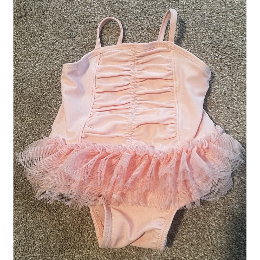 Old Navy Baby Girls Pink Ruffle Tulle One-Piece Swimsuit 0-3 Months